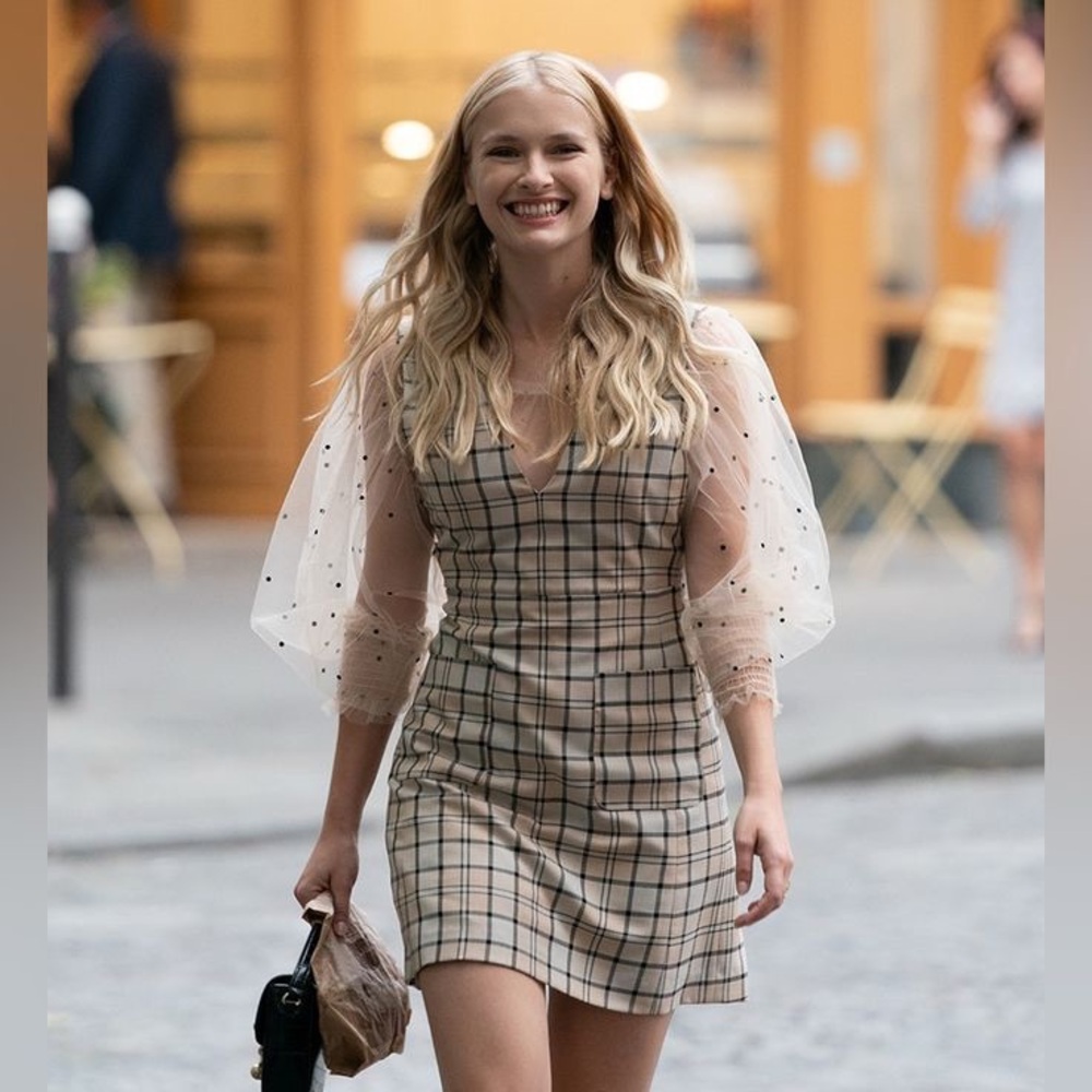 See By Chloe Designer Check Shift Dress (as seen on Emily in Paris)